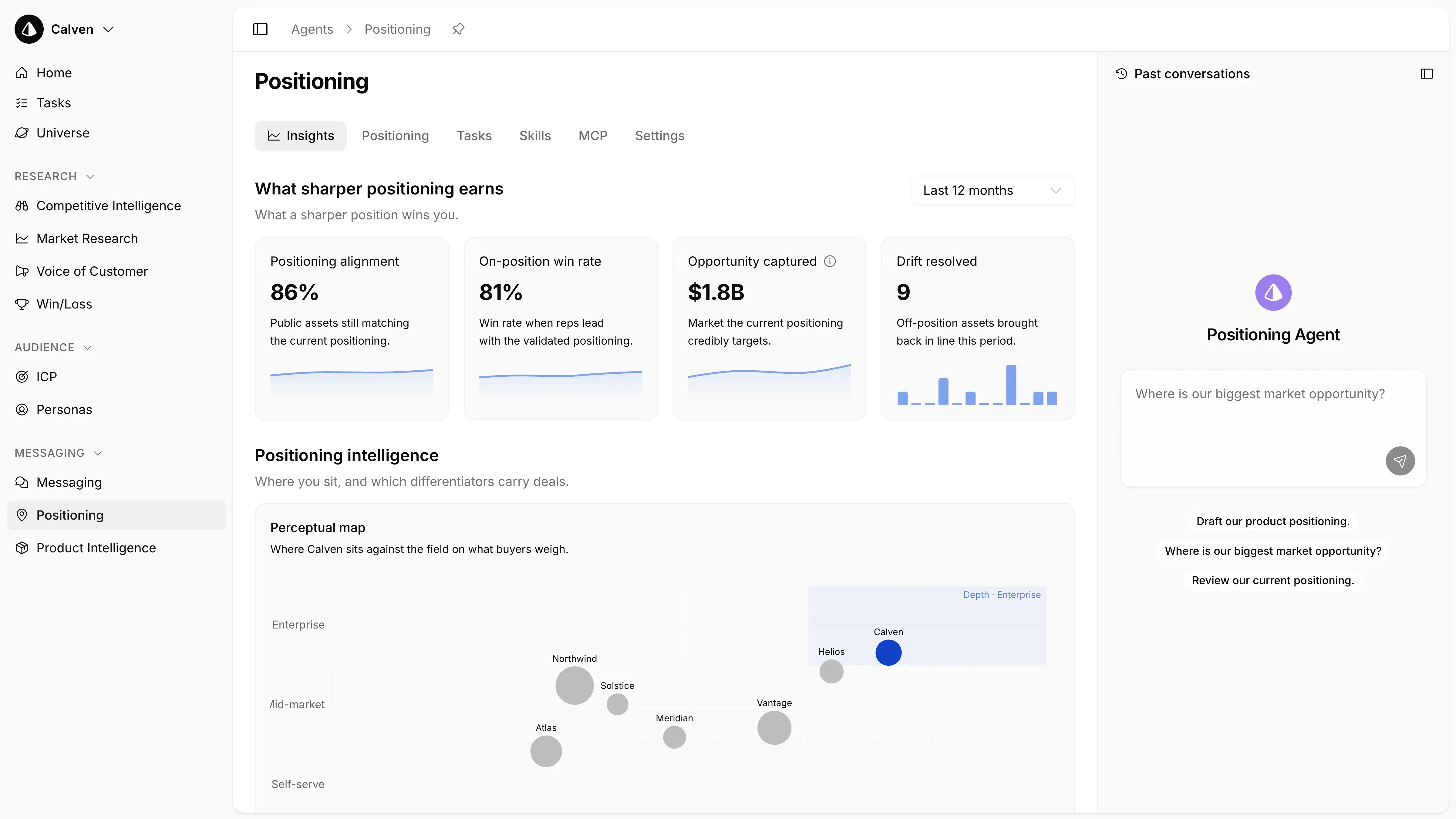 Positioning Agent dashboard