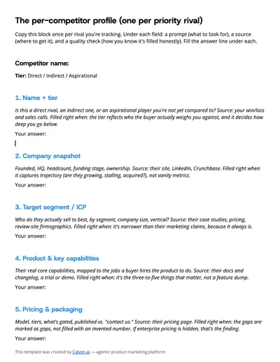 Preview of Competitor Analysis Template