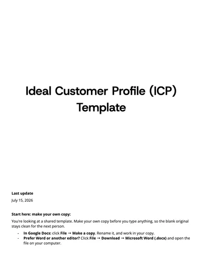 Preview of Ideal Customer Profile Template