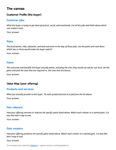Preview of Value Proposition Canvas Template