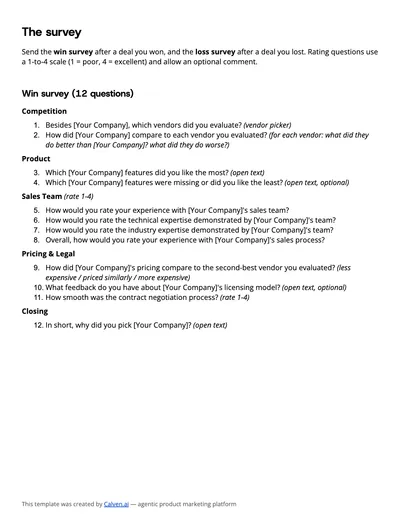 Preview of Win/Loss Survey Question Bank